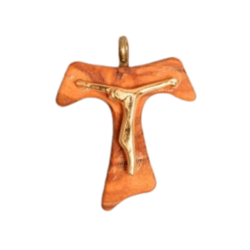 TAU CRUCIFIX SMALL OLIVE WOOD