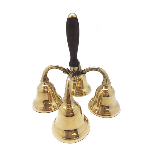 BELLS SET OF 4 GOLD -WOOD HANDLE