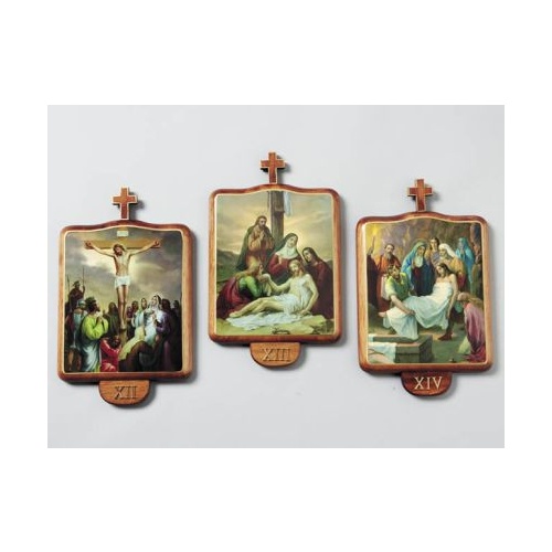 STATIONS OF THE CROSS SET WOOD LARGE NET