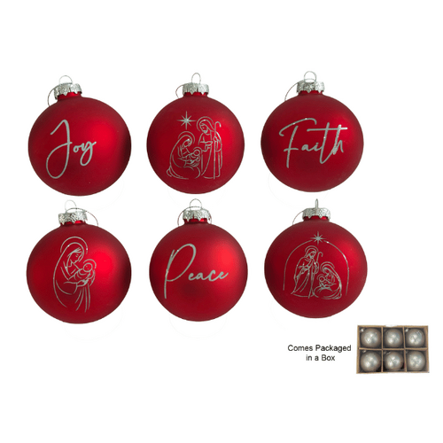 CHRISTMAS MESSAGE BAUBLE - RED (BOX OF 6)