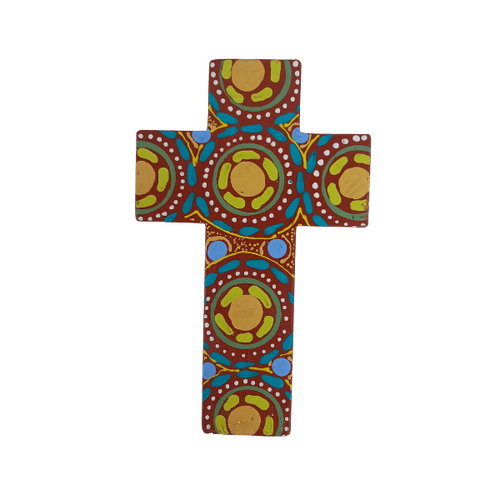 INDIGENOUS CROSS HAND PAINTED 15CM A