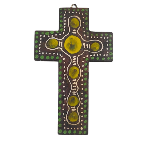 INDIGENOUS CROSS HAND PAINTED 15CM F1