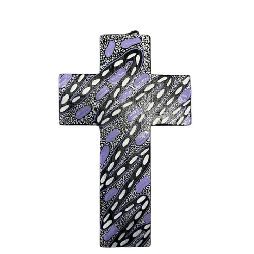 INDIGENOUS CROSS HAND PAINTED 15CM H1