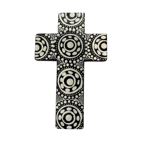 INDIGENOUS CROSS HAND PAINTED 15CM K3