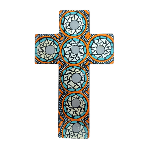 INDIGENOUS CROSS HAND PAINTED 15CM N
