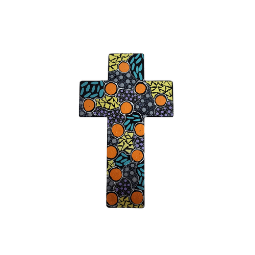 INDIGENOUS CROSS HAND PAINTED 15CM P
