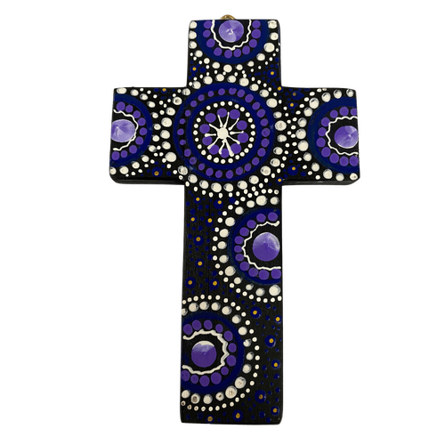 INDIGENOUS CROSS HAND PAINTED 15CM Q