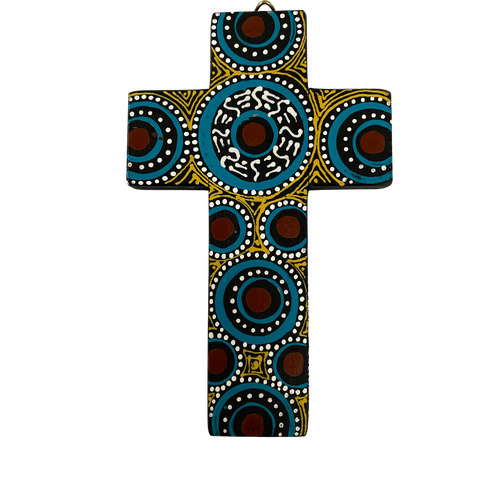 INDIGENOUS CROSS HAND PAINTED 15CM R2