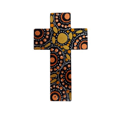 INDIGENOUS CROSS HAND PAINTED 15CM S