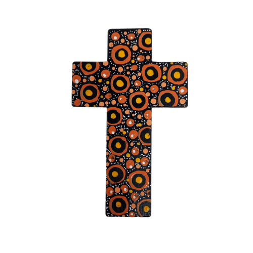 INDIGENOUS CROSS HAND PAINTED 15CM U1