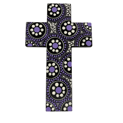 INDIGENOUS CROSS HAND PAINTED 20CM BB2