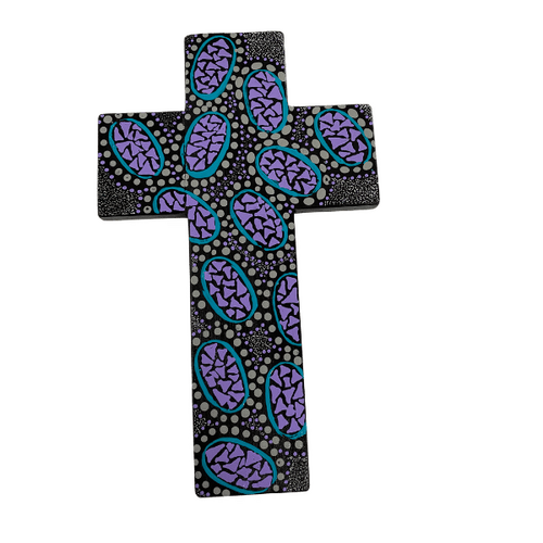 INDIGENOUS CROSS HAND PAINTED 20CM CC2