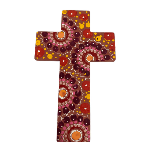 INDIGENOUS CROSS HAND PAINTED 20CM FF