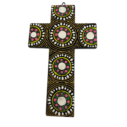 INDIGENOUS CROSS HAND PAINTED 20CM HH