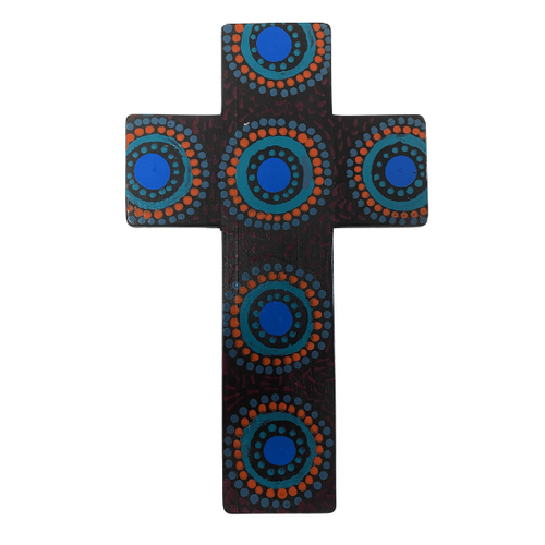 INDIGENOUS CROSS HAND PAINTED 20CM HH1