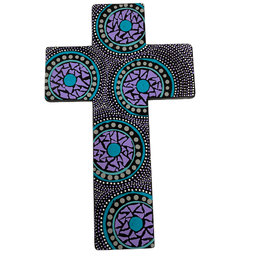 INDIGENOUS CROSS HAND PAINTED 20CM II