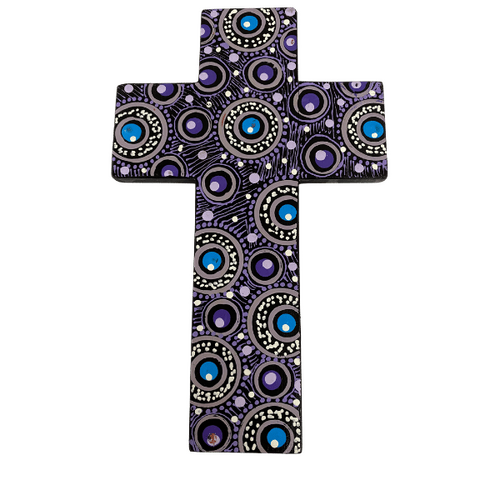INDIGENOUS CROSS HAND PAINTED 20CM II1