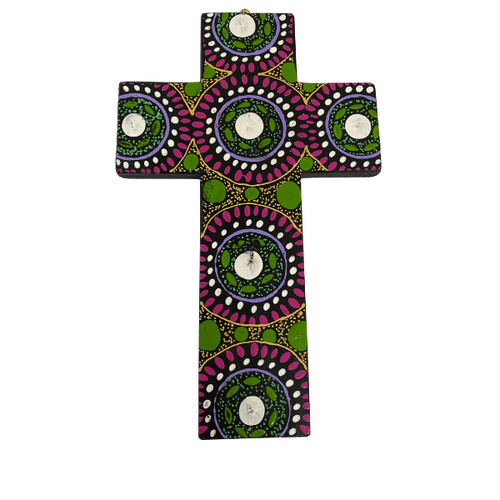 INDIGENOUS CROSS HAND PAINTED 20CM II2