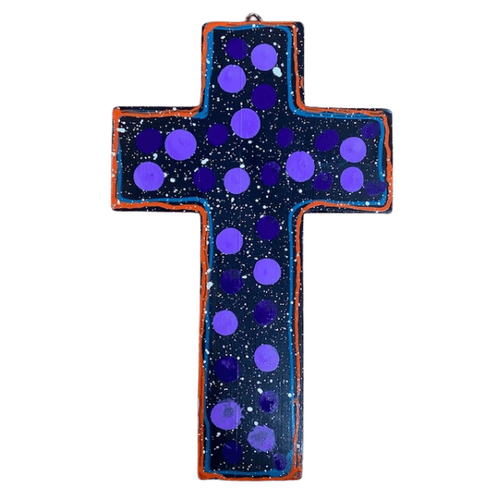 INDIGENOUS CROSS HAND PAINTED 20CM LL2