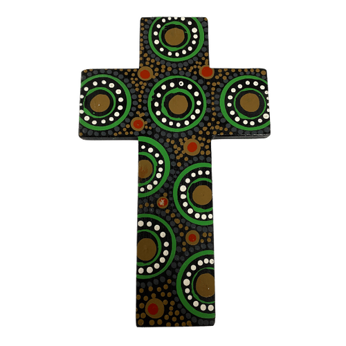 INDIGENOUS CROSS HAND PAINTED 20CM MM