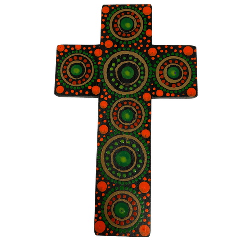 INDIGENOUS CROSS HAND PAINTED 20CM PP