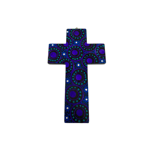 INDIGENOUS CROSS HAND PAINTED 20CM RR