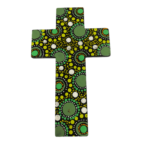INDIGENOUS CROSS HAND PAINTED 20CM UU