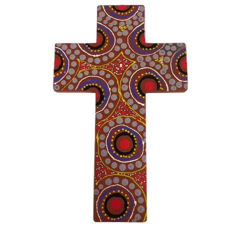 INDIGENOUS CROSS HAND PAINTED 20CM WW1