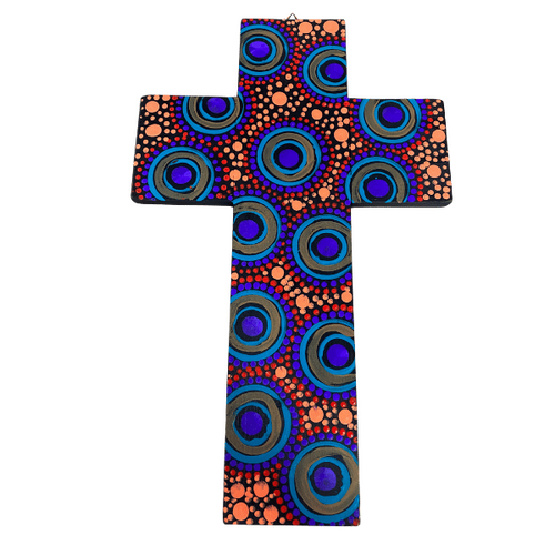INDIGENOUS CROSS HAND PAINTED 30CM CCC
