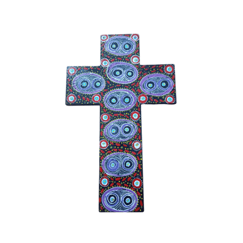 INDIGENOUS CROSS HAND PAINTED 30CM GGG