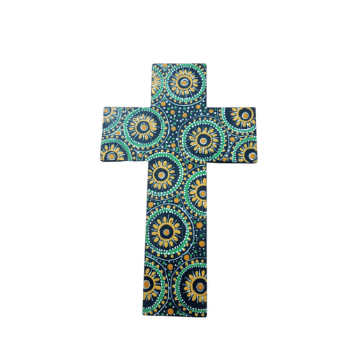 INDIGENOUS CROSS HAND PAINTED 30CM HHH