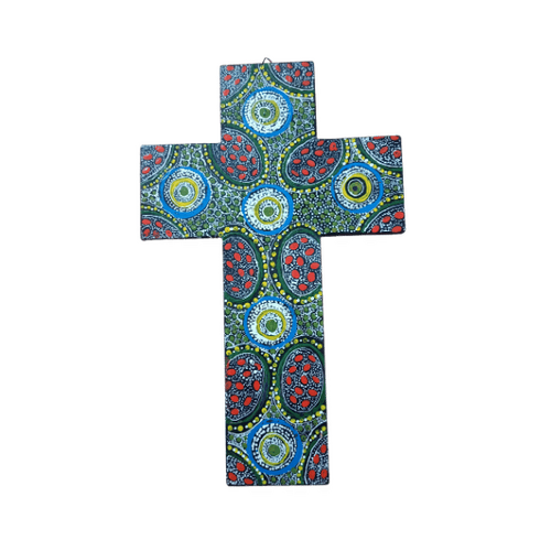 INDIGENOUS CROSS HAND PAINTED 30CM III