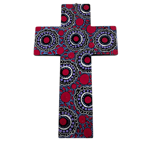 INDIGENOUS CROSS HAND PAINTED 30CM III2