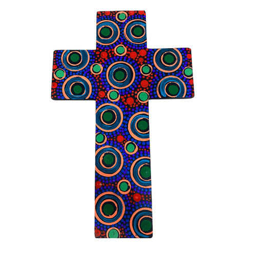 INDIGENOUS CROSS HAND PAINTED 30CM PPP