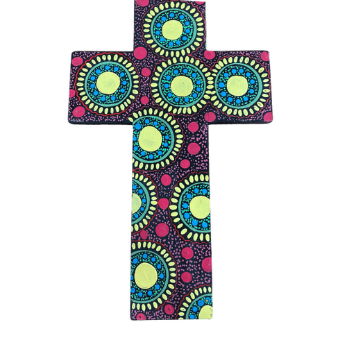 INDIGENOUS CROSS HAND PAINTED 30CM RRR