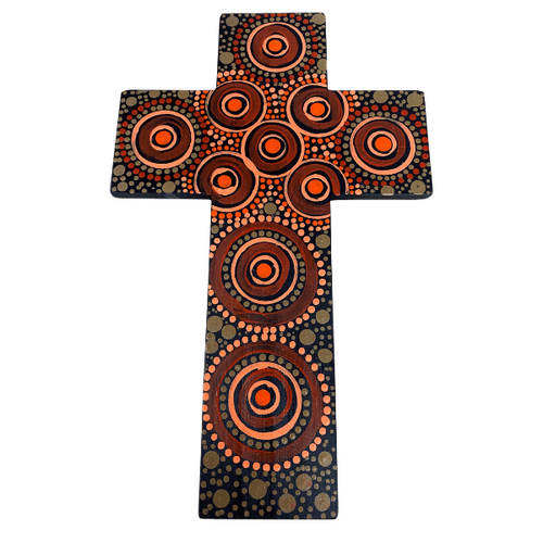 INDIGENOUS CROSS HAND PAINTED 30CM SSS