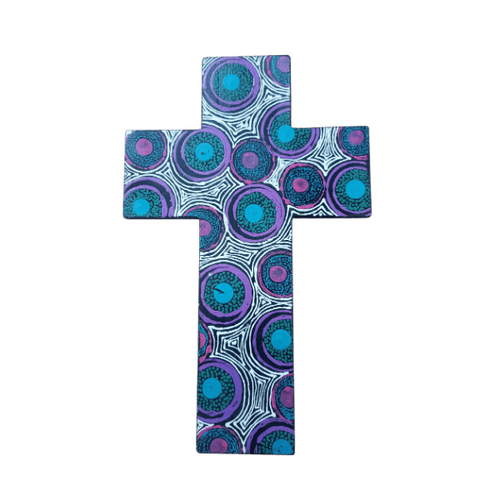 INDIGENOUS CROSS HAND PAINTED 30CM VVV