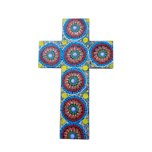 INDIGENOUS CROSS HAND PAINTED 30CM YYY