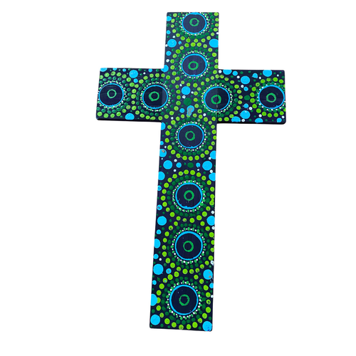 INDIGENOUS CROSS HAND PAINTED 50CM C