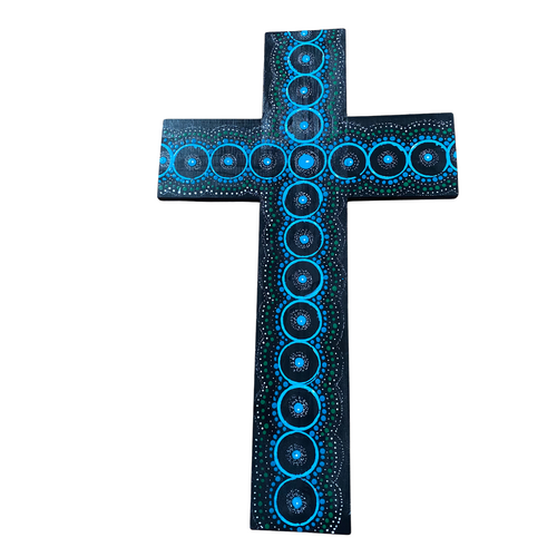 INDIGENOUS CROSS HAND PAINTED 50CM E