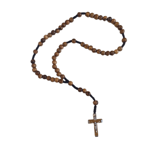 OLIVE WOOD ROSARY CORD WOOD CRUCIFIX 3cm
