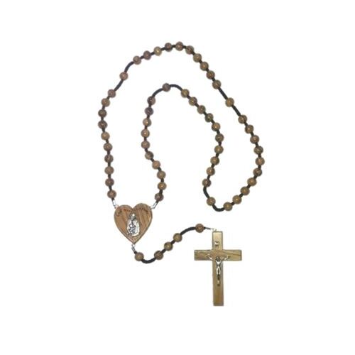 OLIVE WOOD WALL ROSARY/HEART CENTRE/12CM CRUCIFIX
