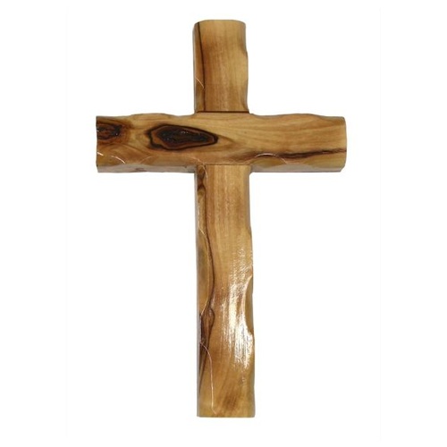 OLIVE WOOD SCALLOPED EDGE CROSS 20cm