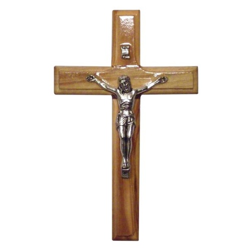 OLIVE WOOD LATIN WALL CRUCIFIX 12CM                   