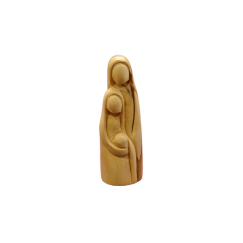 STATUE OLIVE WOOD FACELESS HOLY FAMILY 11cm