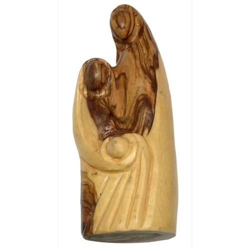 STATUE OLIVE WOOD FACELESS HOLY FAMILY 15cm