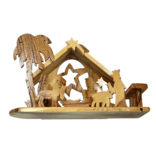 OLIVE WOOD GROTTO WITH STAR 18x10x7cm  **Limited Stock**