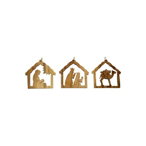 OLIVE WOOD HANGING CRIB SHAPE 7cm