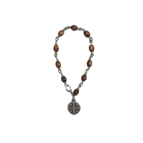 OLIVE WOOD BRACELET 2CM JERUSALEM CROSS