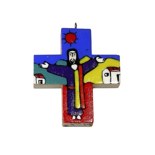 EL SALVADOR JESUS PREACHING CROSS PENDANT 5CM